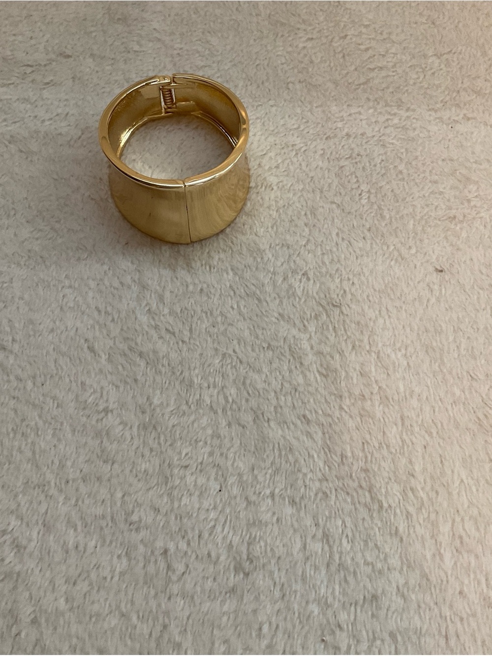 Polished Gold Wide Hinged Cuff Bracelet - Women Jewelry